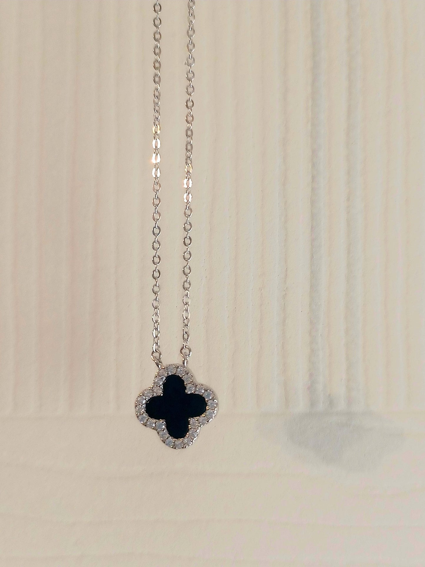 925 Sterling Silver Malachite Four Leaf Clover Necklace | Adjustable |Dainty Charm Pendant | Premium AAA Cubic Zirconia,A Lucky Gift for Her