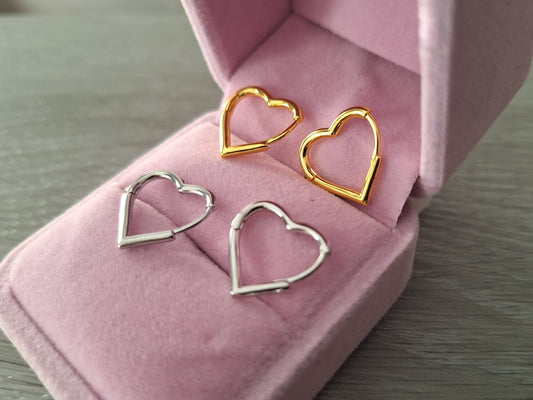 925 Sterling Silver Heart Hoop Earring