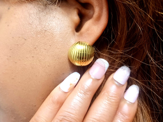 Gold Circle Chunky Stripe Chunky Earring