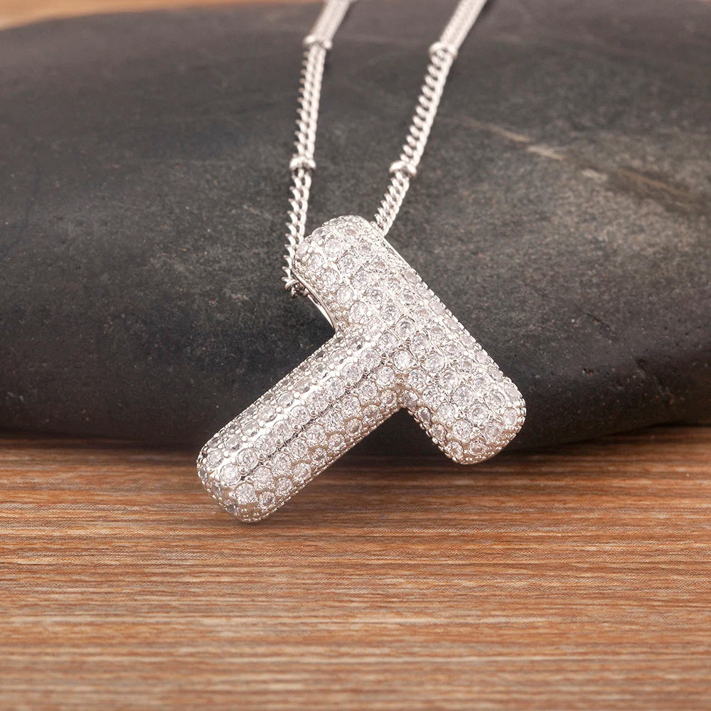 Personalise Initial Letter Bubble Silver Necklace