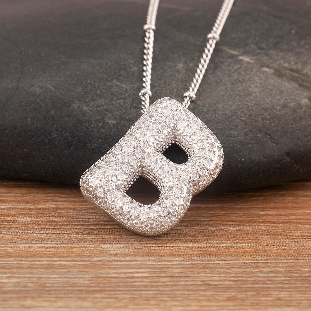 Personalise Initial Letter Bubble Silver Necklace