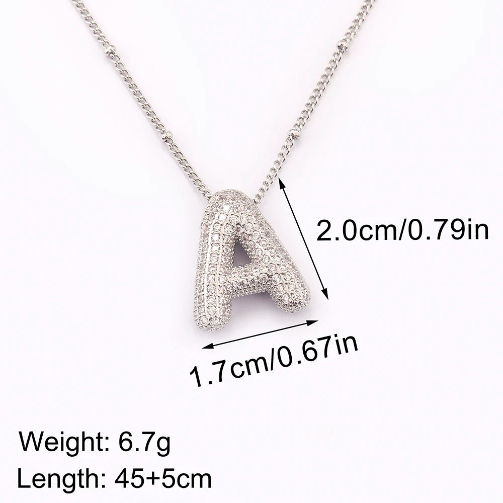 Personalise Initial Letter Bubble Silver Necklace