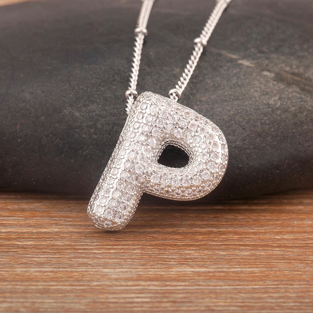 Personalise Initial Letter Bubble Silver Necklace