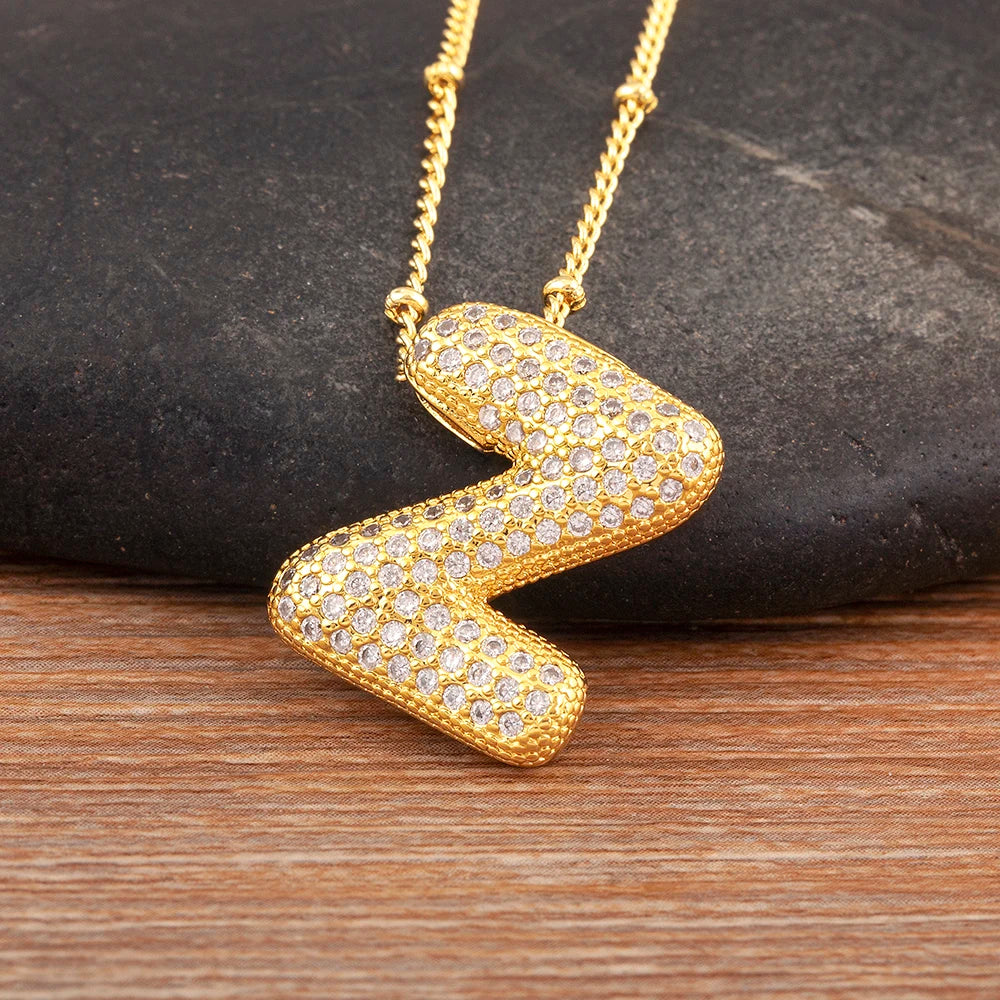 Personalise Initial Letter Bubble Gold Necklace