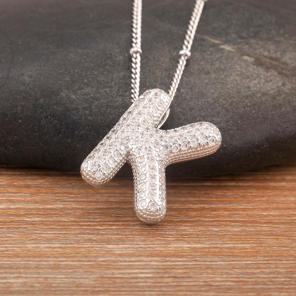 Personalise Initial Letter Bubble Silver Necklace