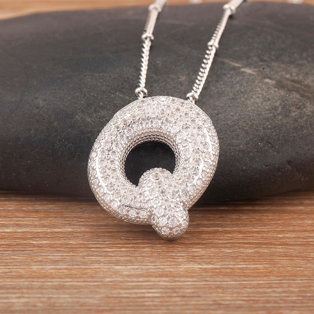 Personalise Initial Letter Bubble Silver Necklace