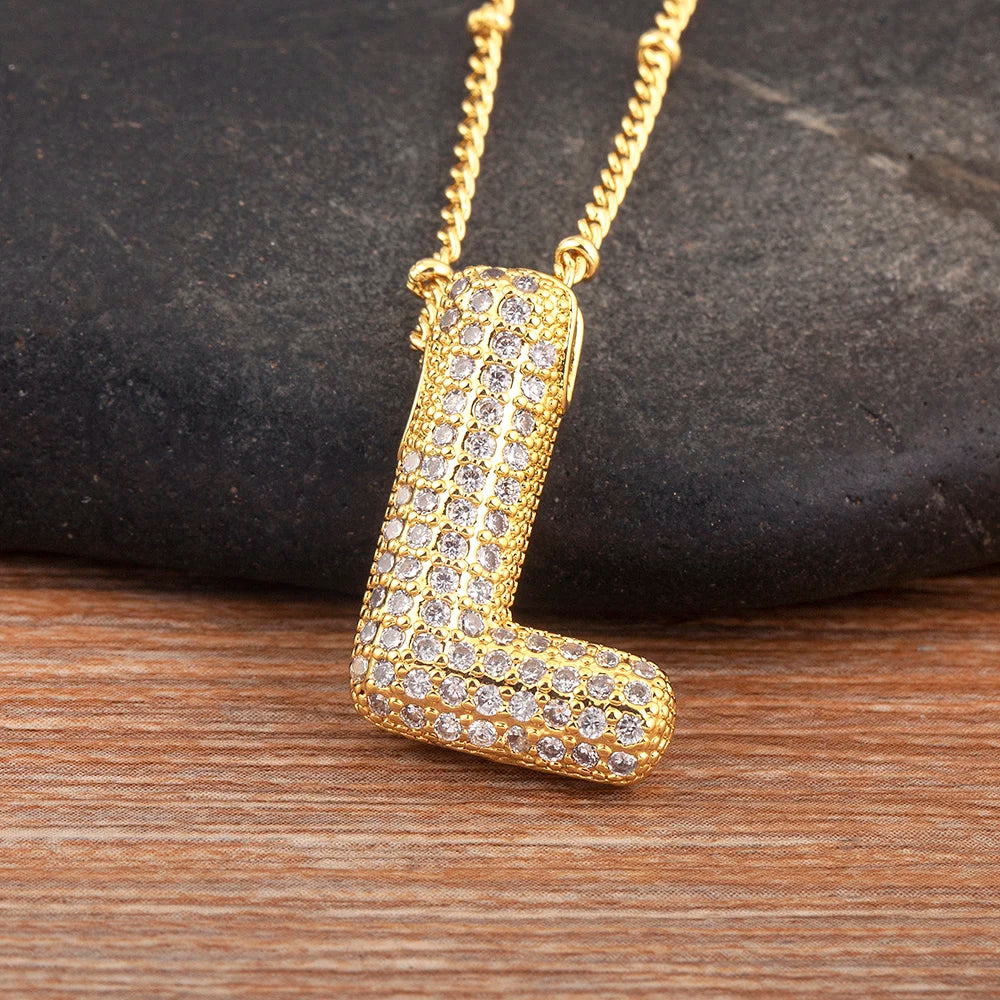 Personalise Initial Letter Bubble Gold Necklace