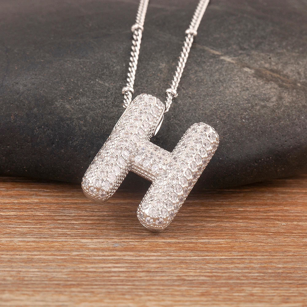 Personalise Initial Letter Bubble Silver Necklace