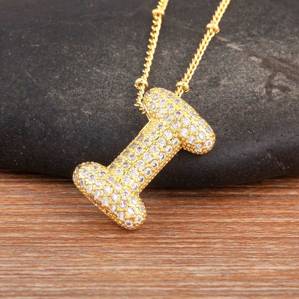 Personalise Initial Letter Bubble Gold Necklace