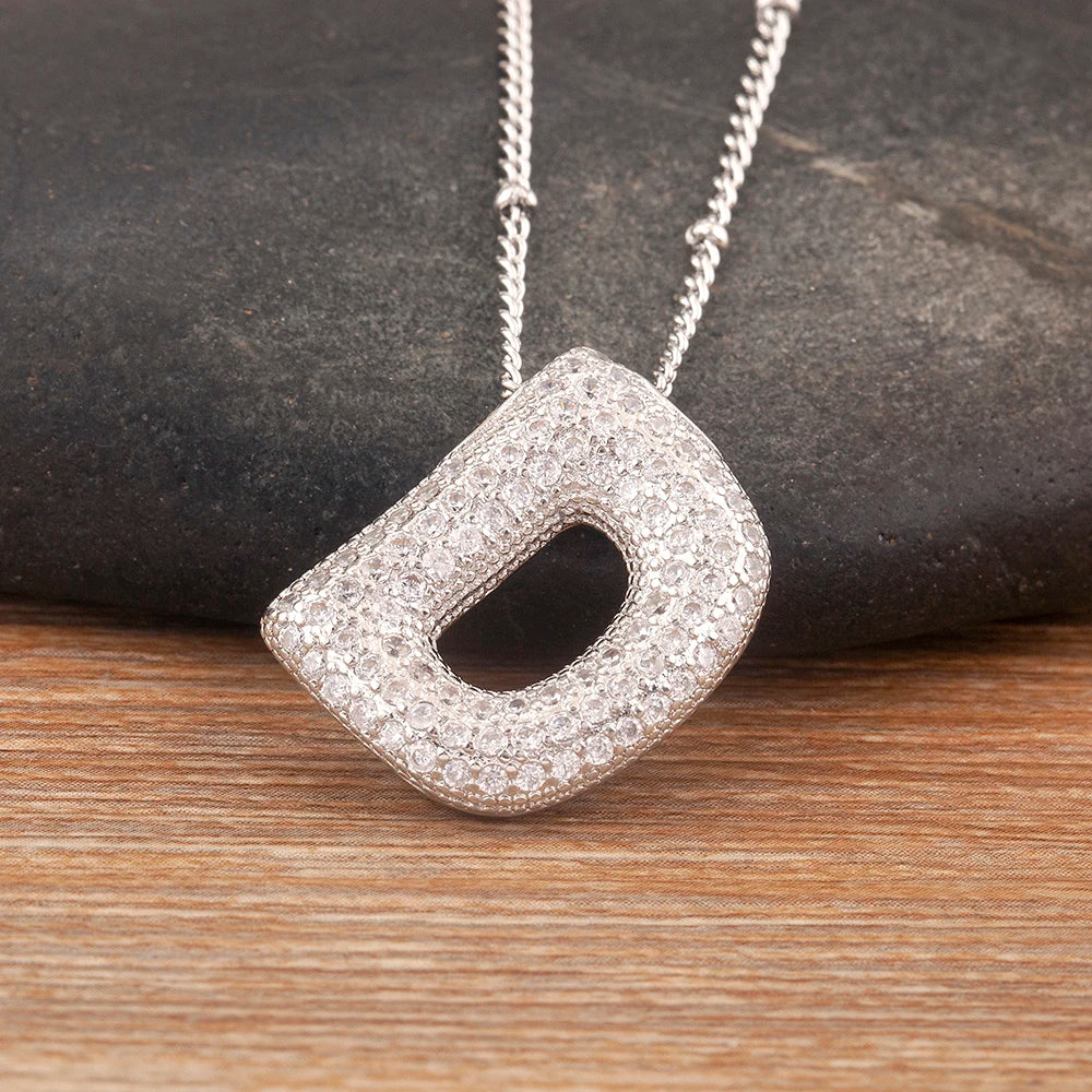 Personalise Initial Letter Bubble Silver Necklace