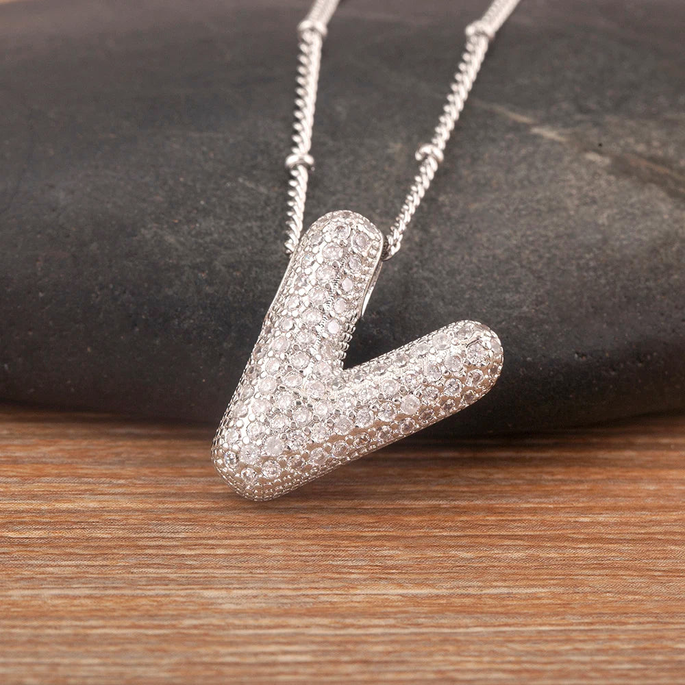 Personalise Initial Letter Bubble Silver Necklace