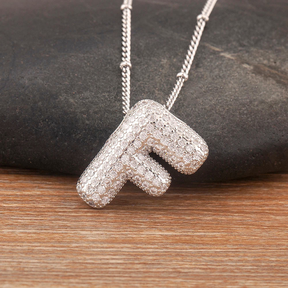 Personalise Initial Letter Bubble Silver Necklace