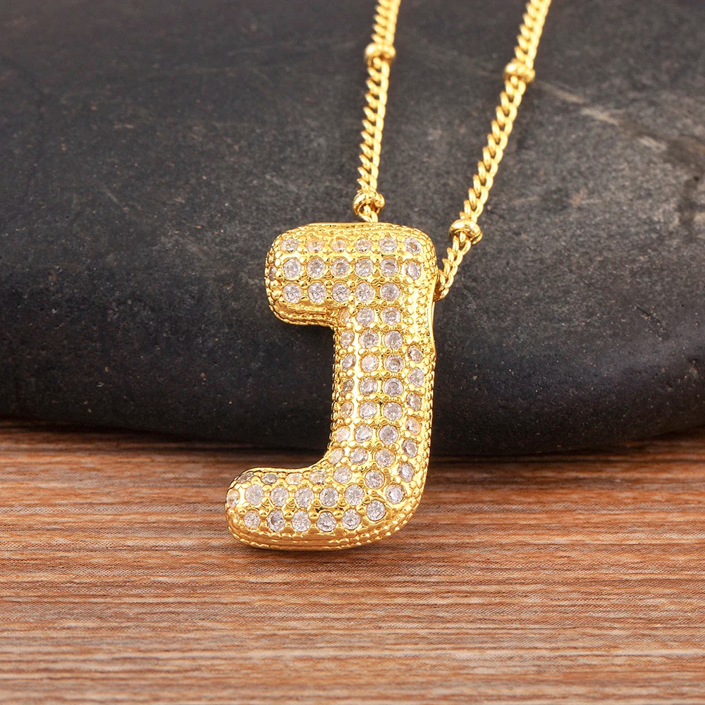 Personalise Initial Letter Bubble Gold Necklace