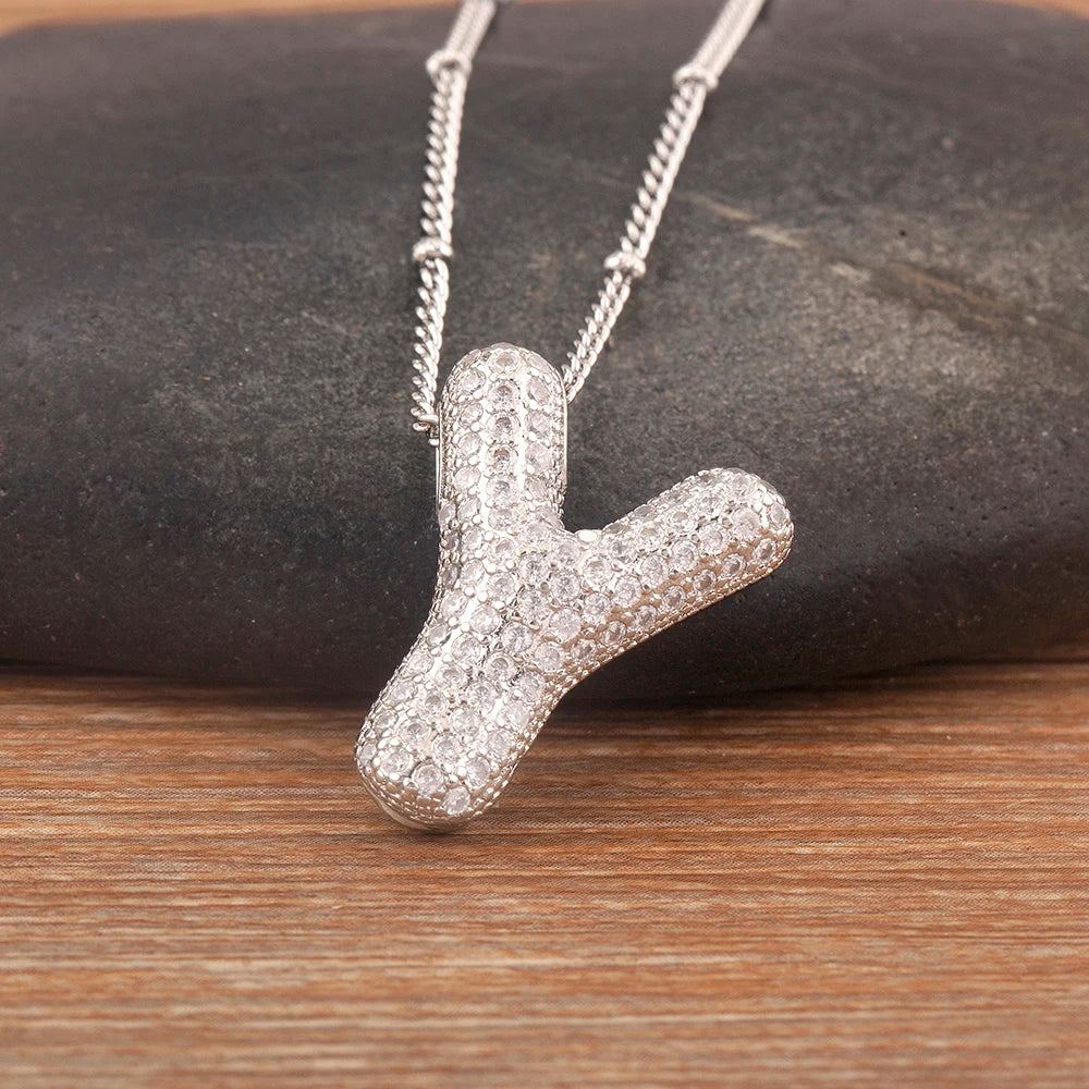 Personalise Initial Letter Bubble Silver Necklace