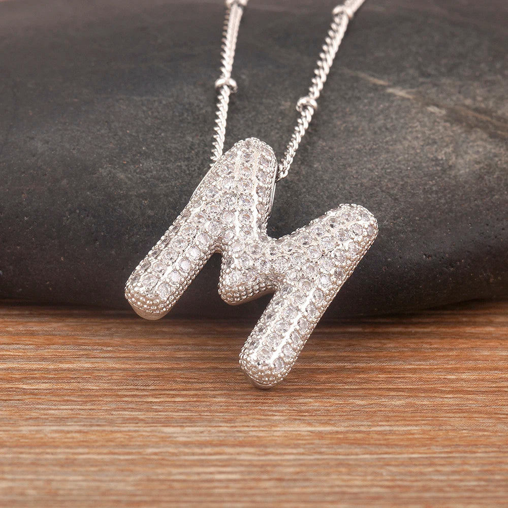 Personalise Initial Letter Bubble Silver Necklace