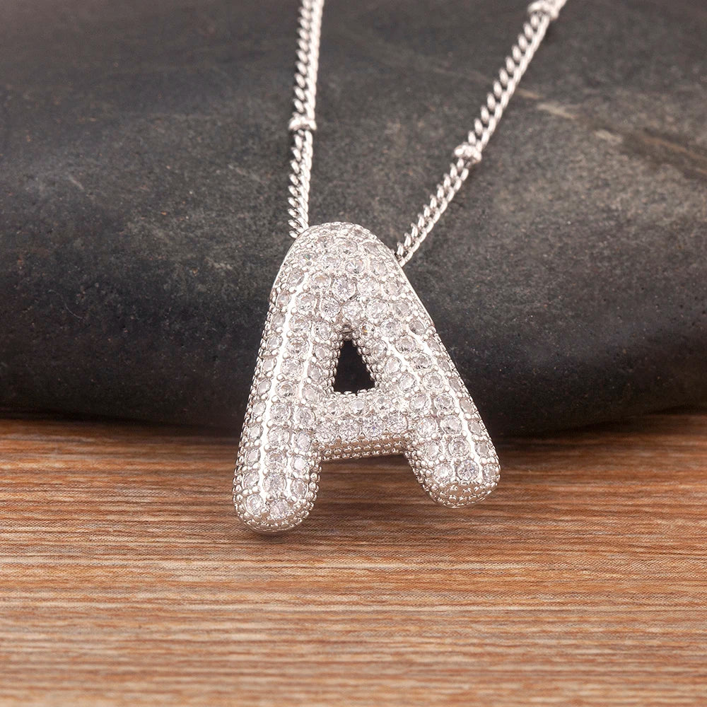 Personalise Initial Letter Bubble Silver Necklace