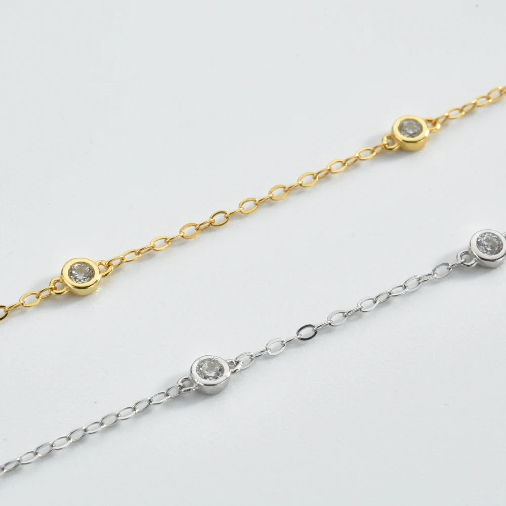 Exquisite 925 Sterling Silver Gold Zircon Bracelet