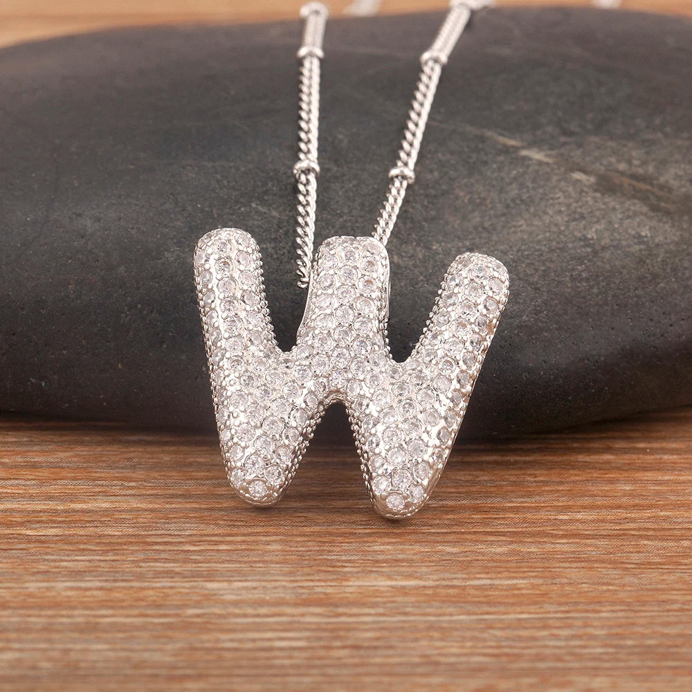 Personalise Initial Letter Bubble Silver Necklace