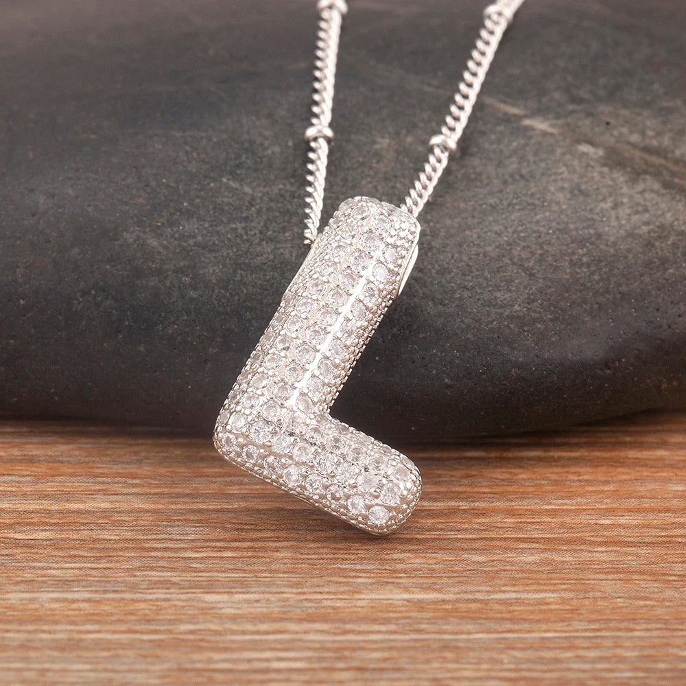 Personalise Initial Letter Bubble Silver Necklace