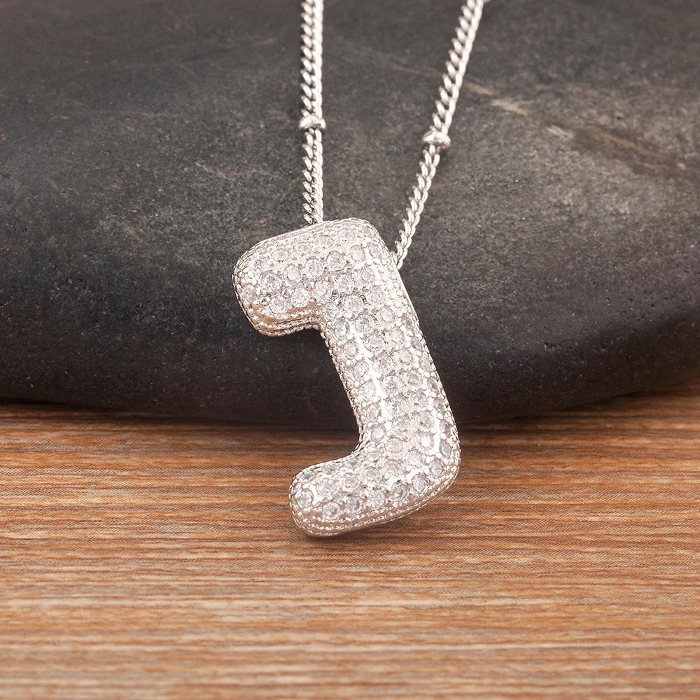 Personalise Initial Letter Bubble Silver Necklace