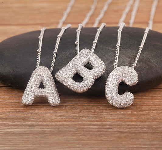 Personalise Initial Letter Bubble Silver Necklace