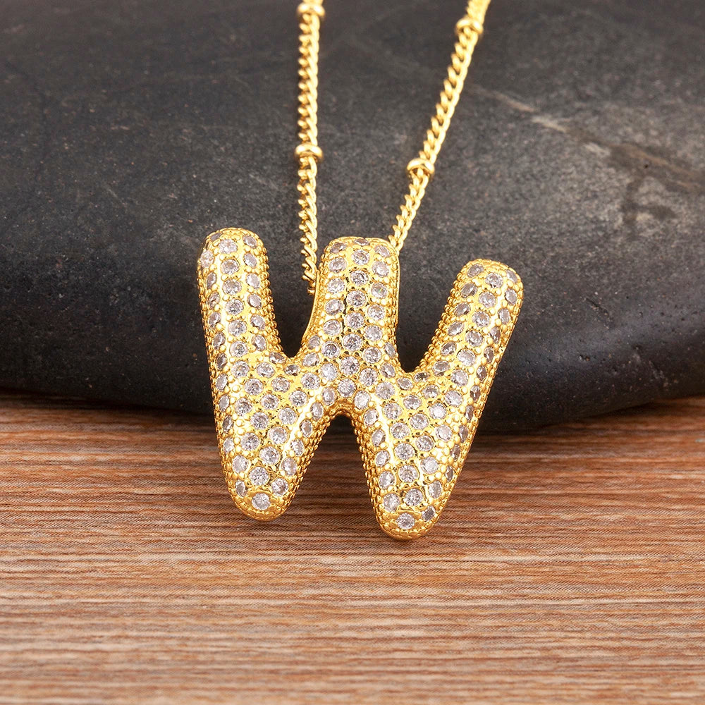 Personalise Initial Letter Bubble Gold Necklace