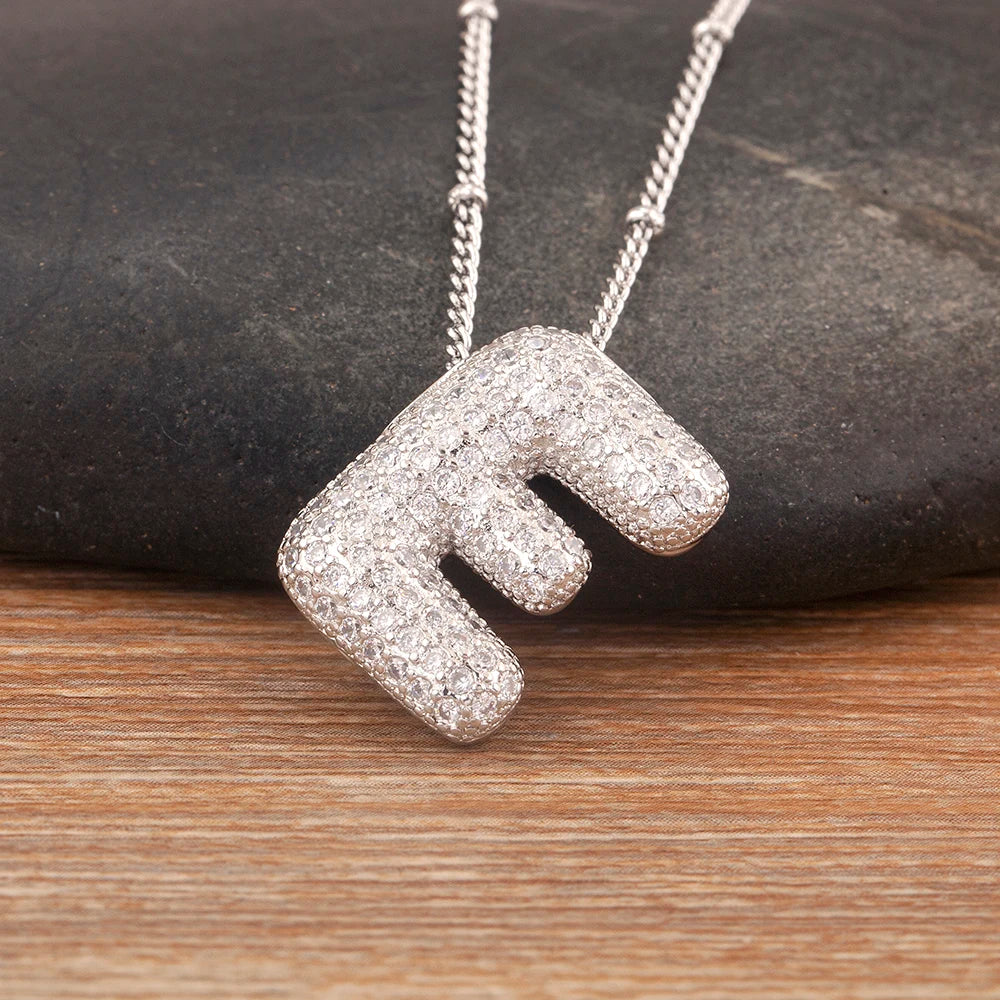 Personalise Initial Letter Bubble Silver Necklace