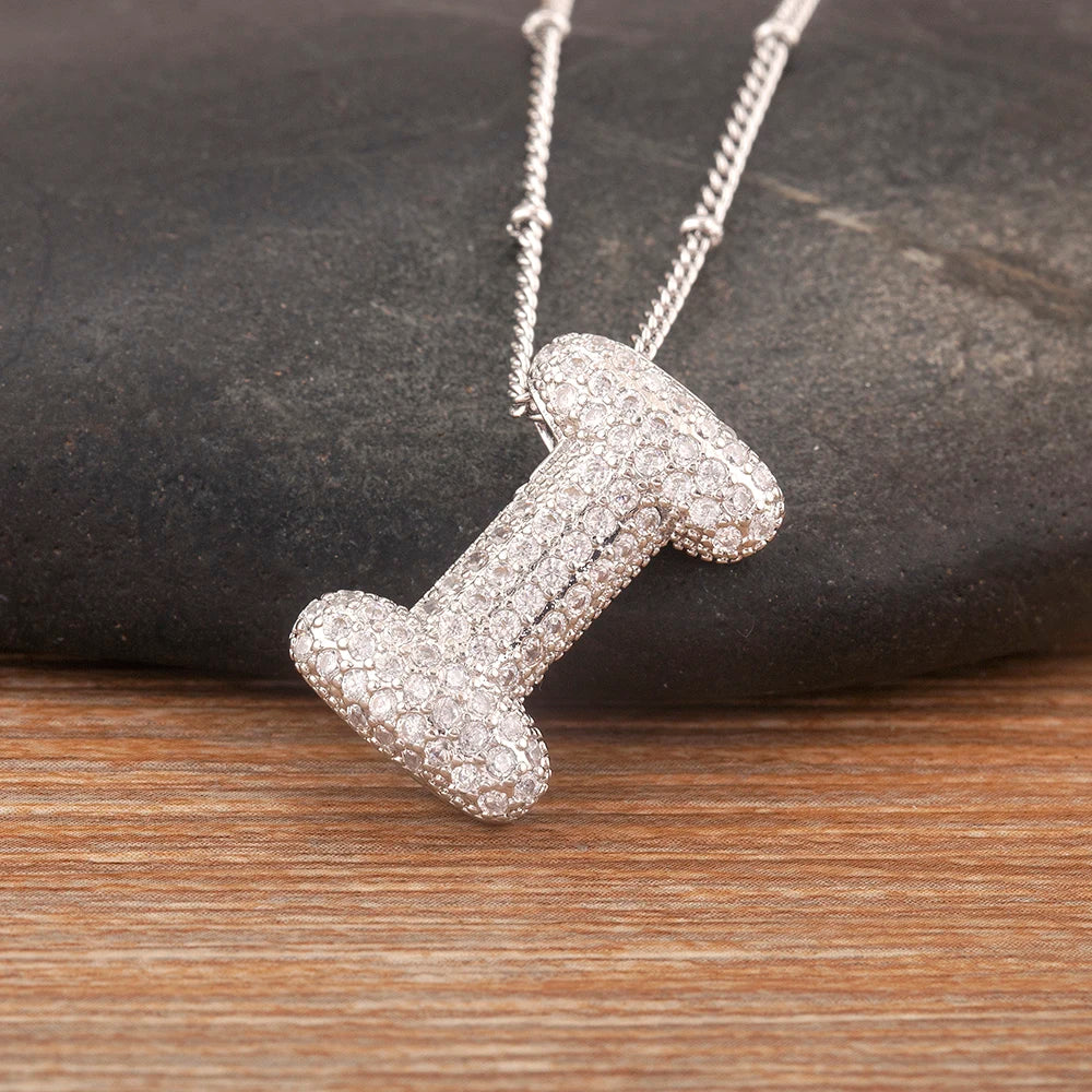 Personalise Initial Letter Bubble Silver Necklace