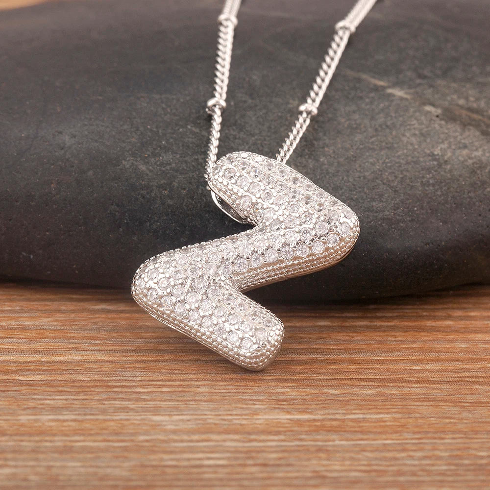 Personalise Initial Letter Bubble Silver Necklace