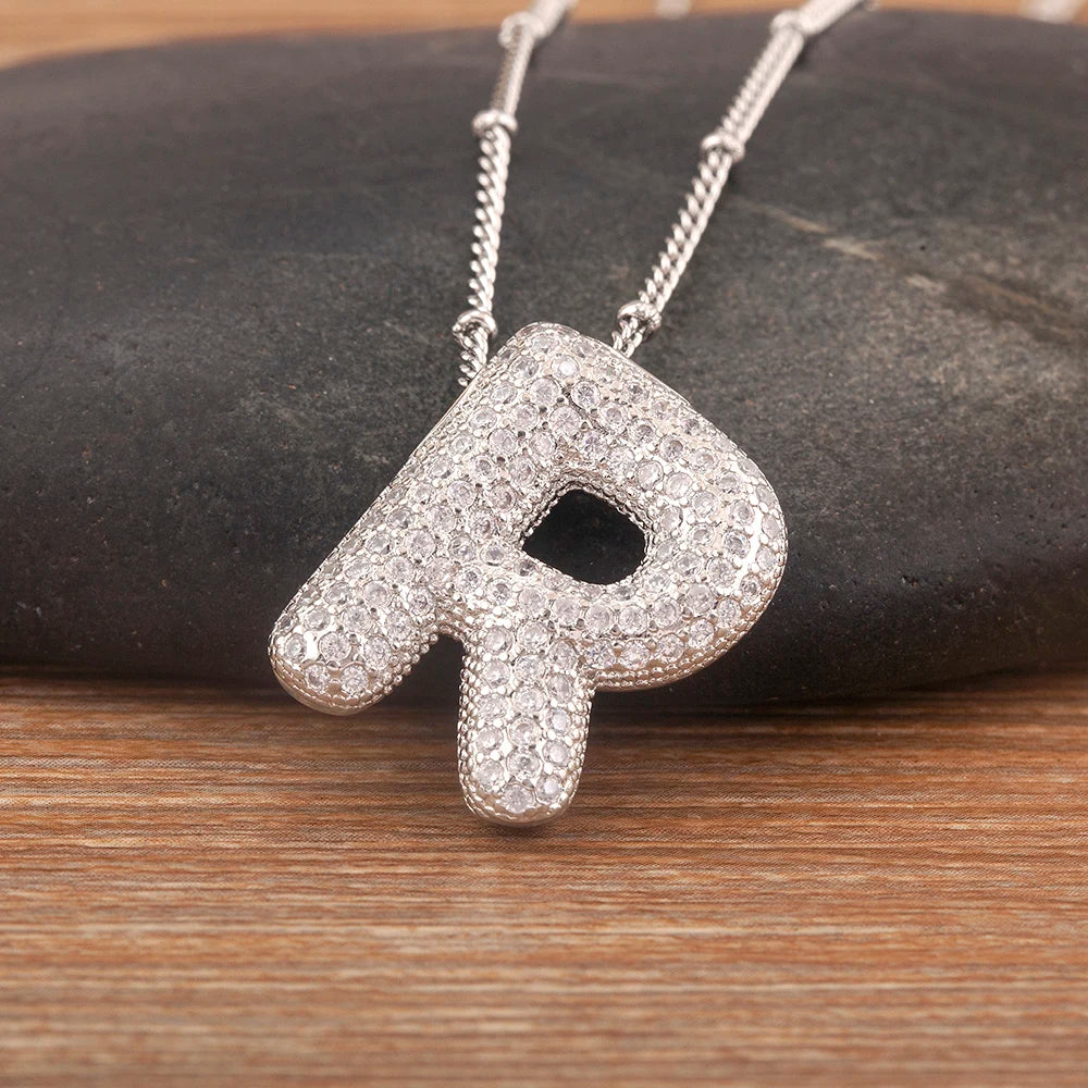 Personalise Initial Letter Bubble Silver Necklace