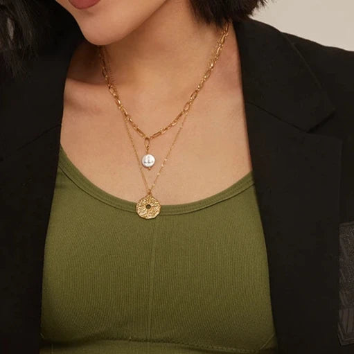 Natural Freshwater Pearl Layered Pendant Necklace