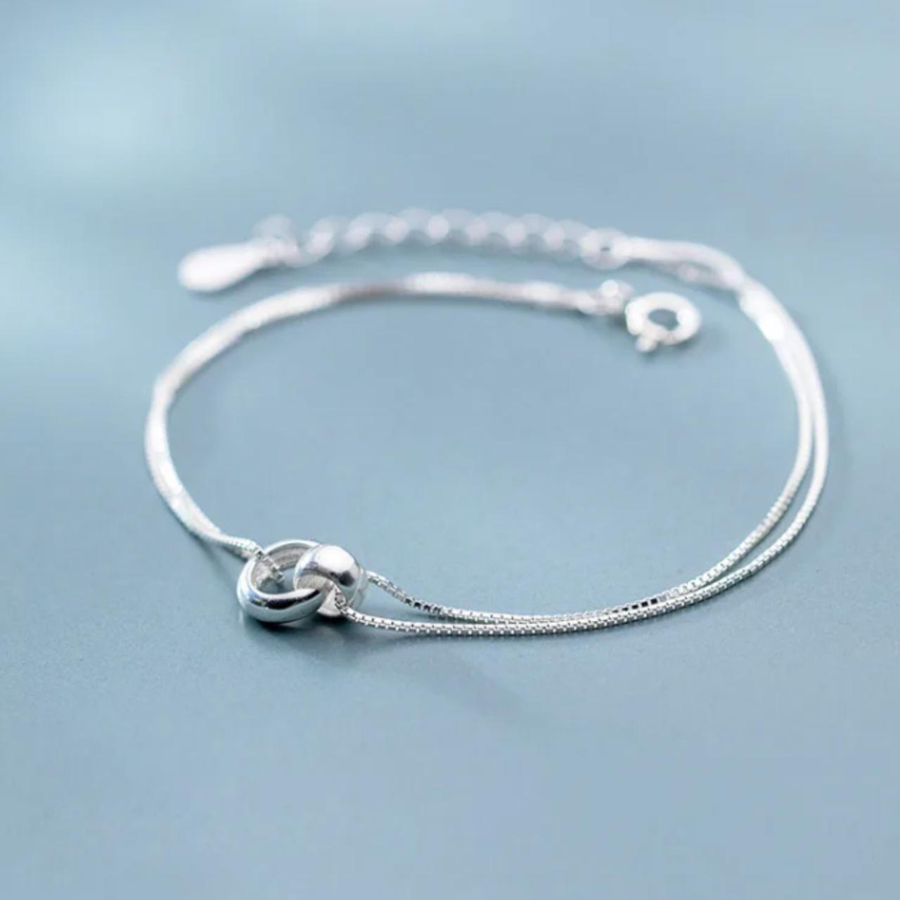 Solid Sterling Silver Hoop Ring Layered Bracelet