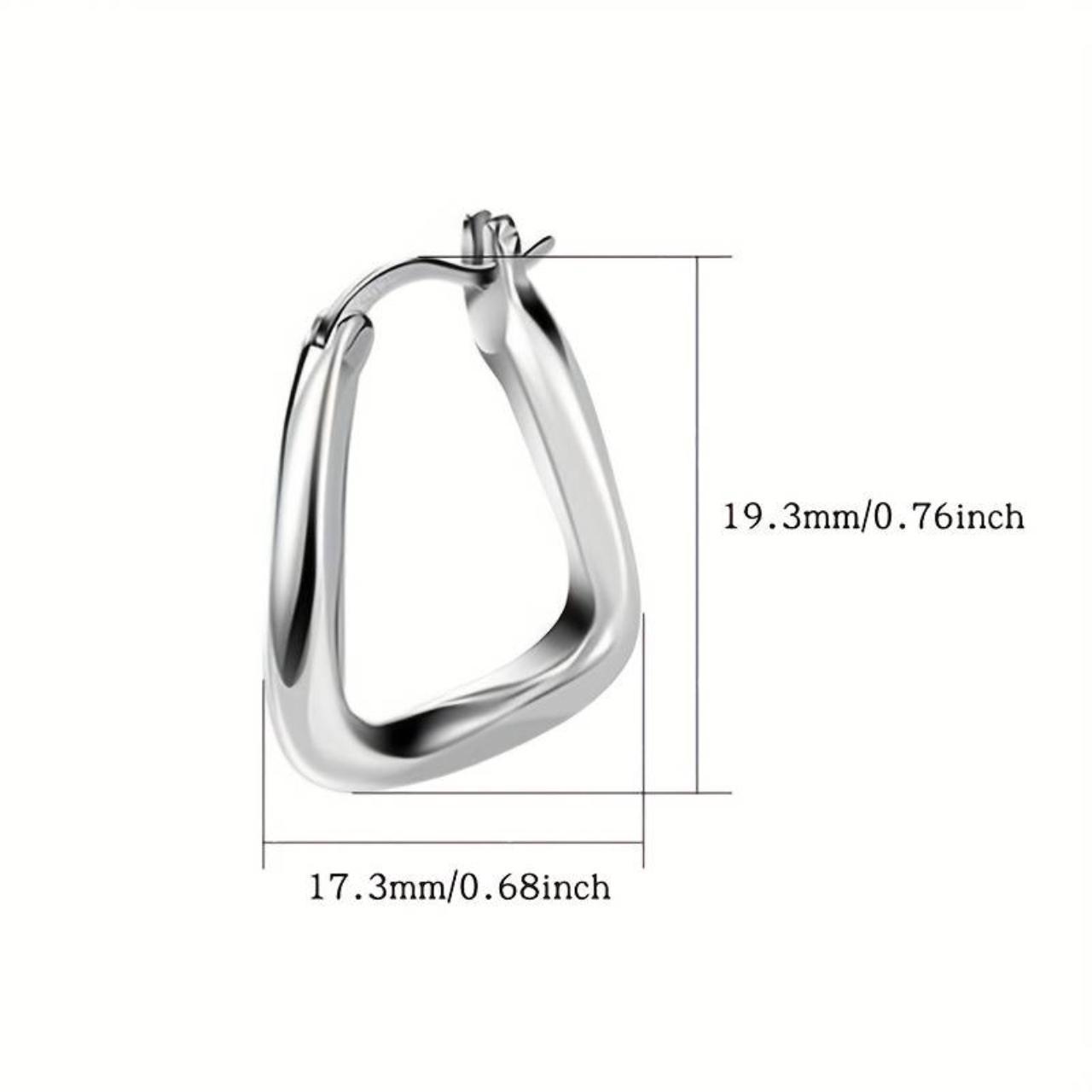 925 Sterling Silver Square Hoop Twisted Earring