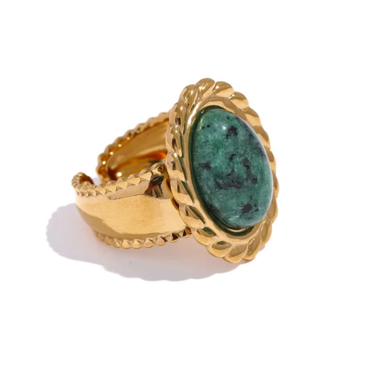 Natural Turquoise Stone Gold Statement Ring