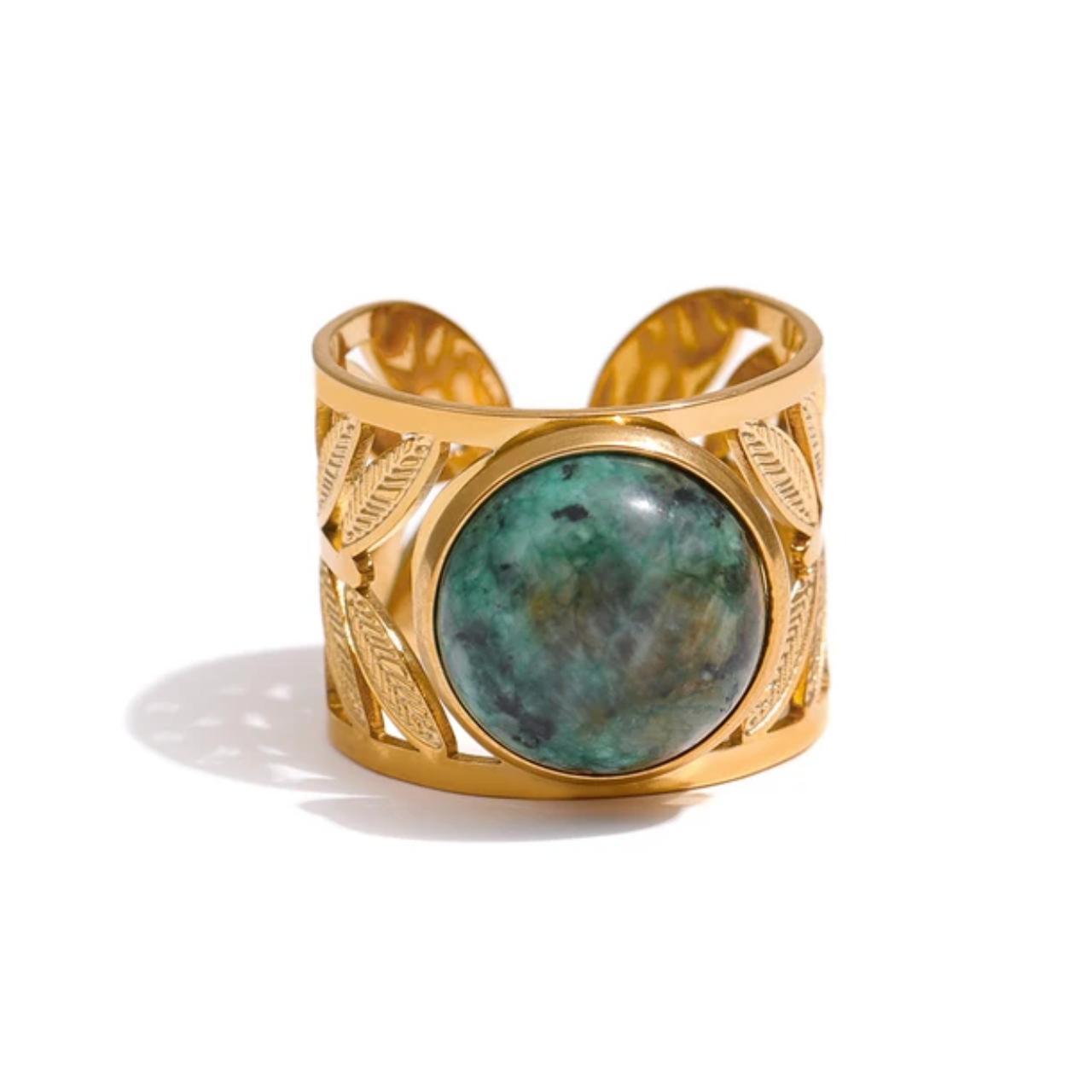 Turquoise Bold Stone Gold Statement Ring