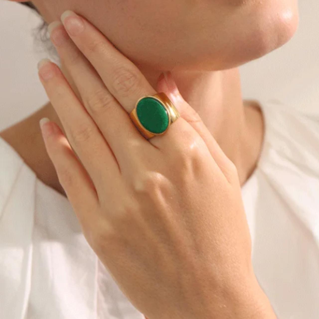 Natural Turquoise Stone Gold Fashion Ring