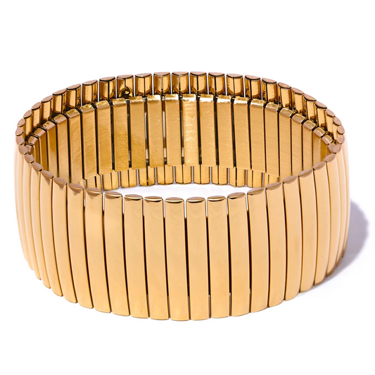 Gold Platinum Luxury Wide Big Statement Bracelet Bangle