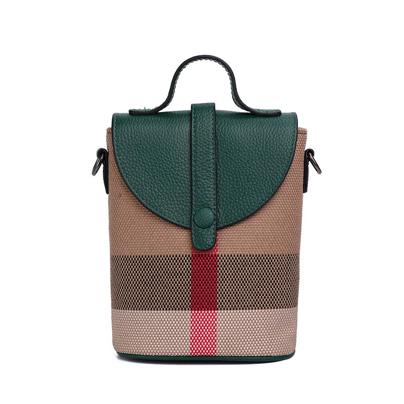 Fashionable Shoulder Mini Plaid Canvas Crossbody Bag