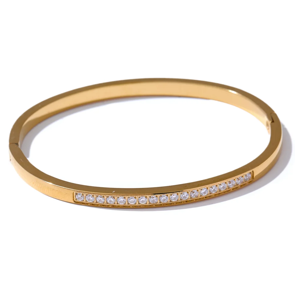 Platinum Gold Plated Cubic Zirconia Bracelet Bangle