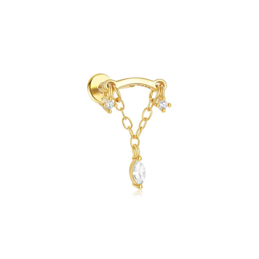 Sterling Silver Stylish Helix and Cartilage Earrings in Gold Plating