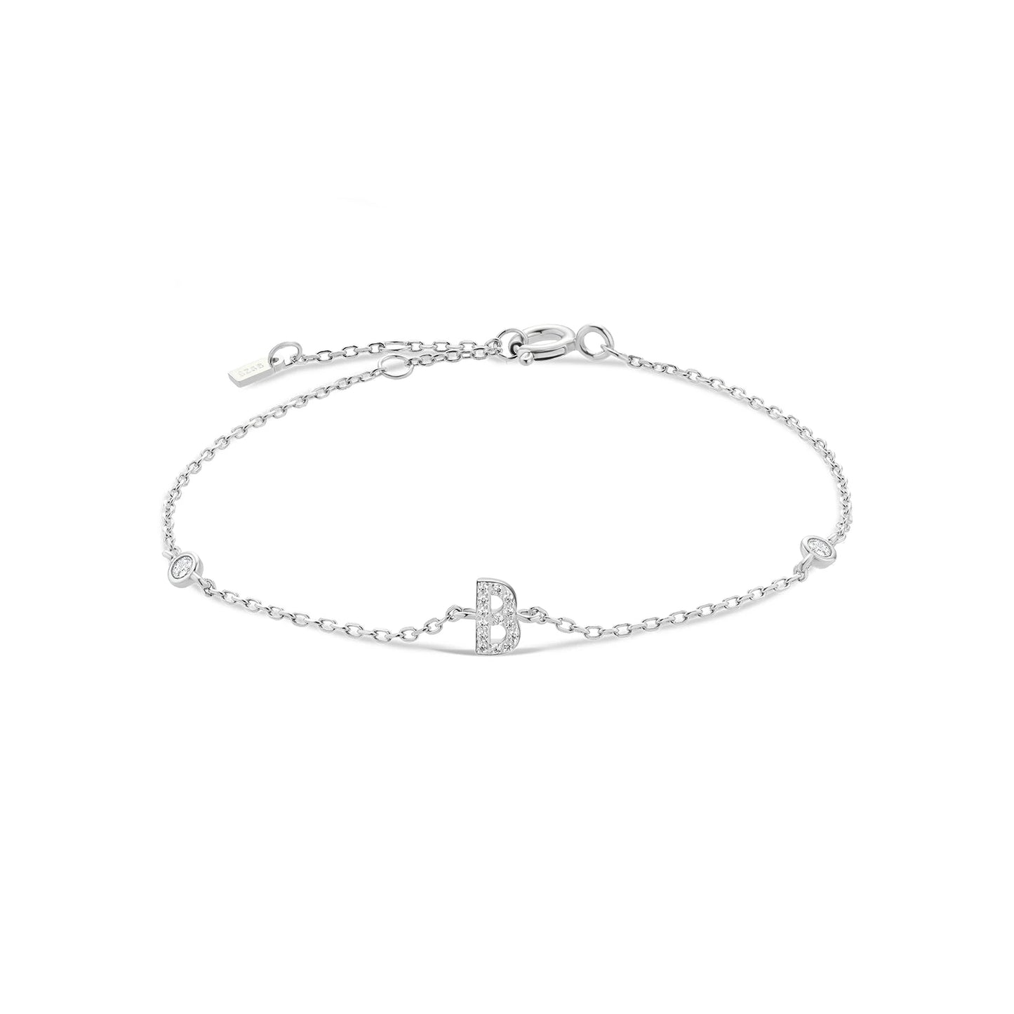 925 Sterling Silver Personalised Initial A - Z Gold Bracelet