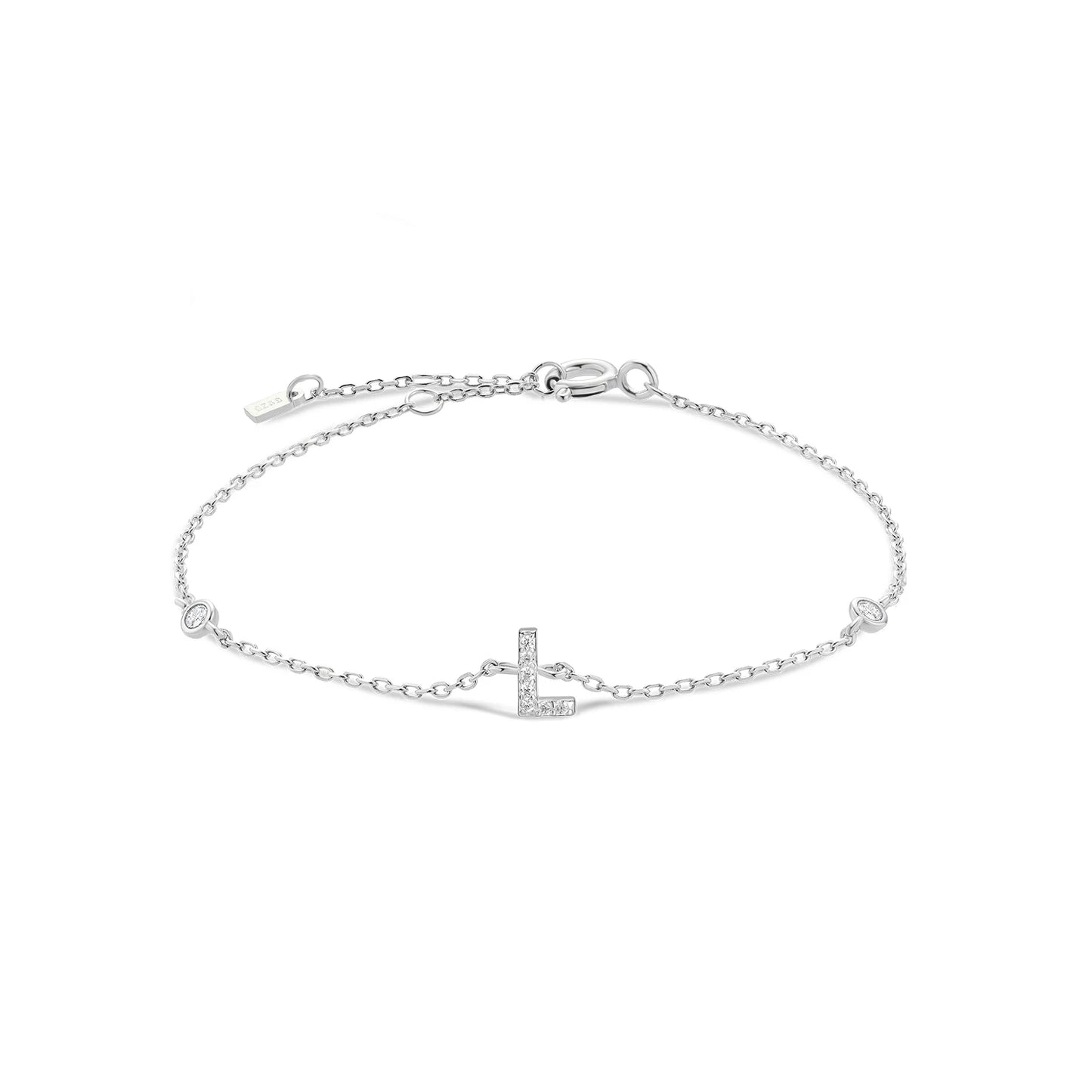 925 Sterling Silver Personalised Initial A - Z Gold Bracelet