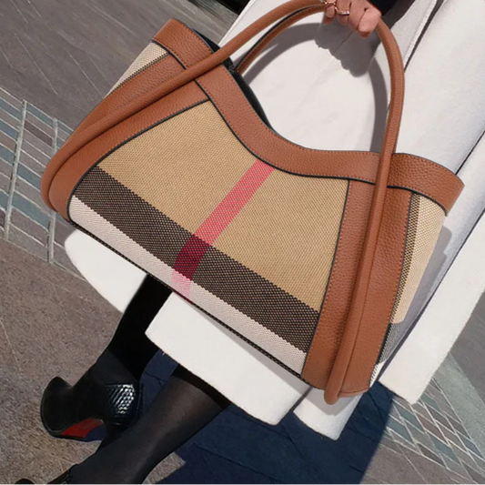 Checked Burberry Inspired Extra Large Tote Canvas Handbag