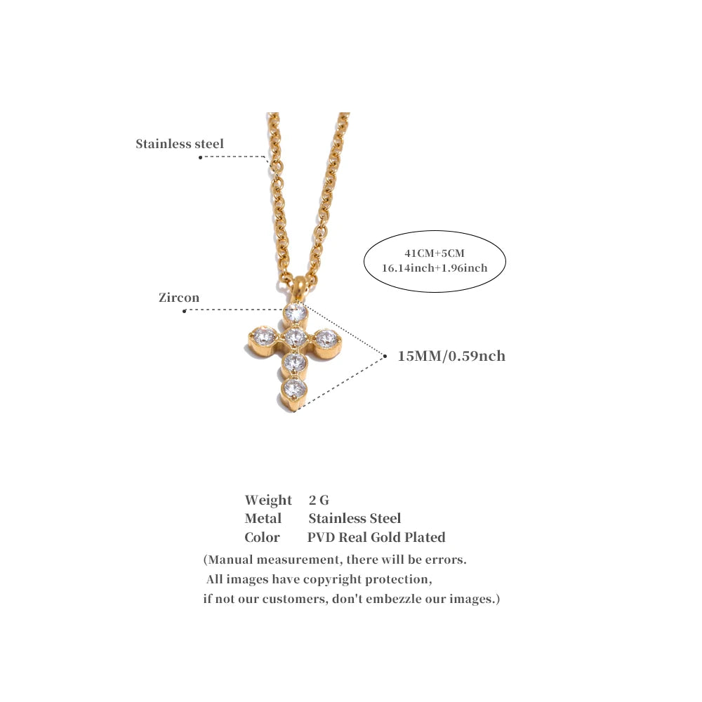 Exquisite Platinum Cubic Zirconia Cross Pendant Necklace