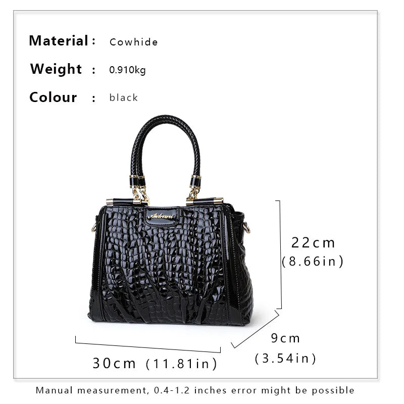 Crocodile Leather Casual Tote Handbag