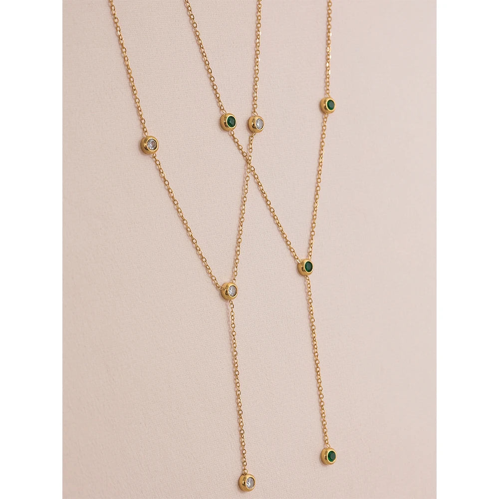 Chic Gold Cubic Zirconia Chain Necklace