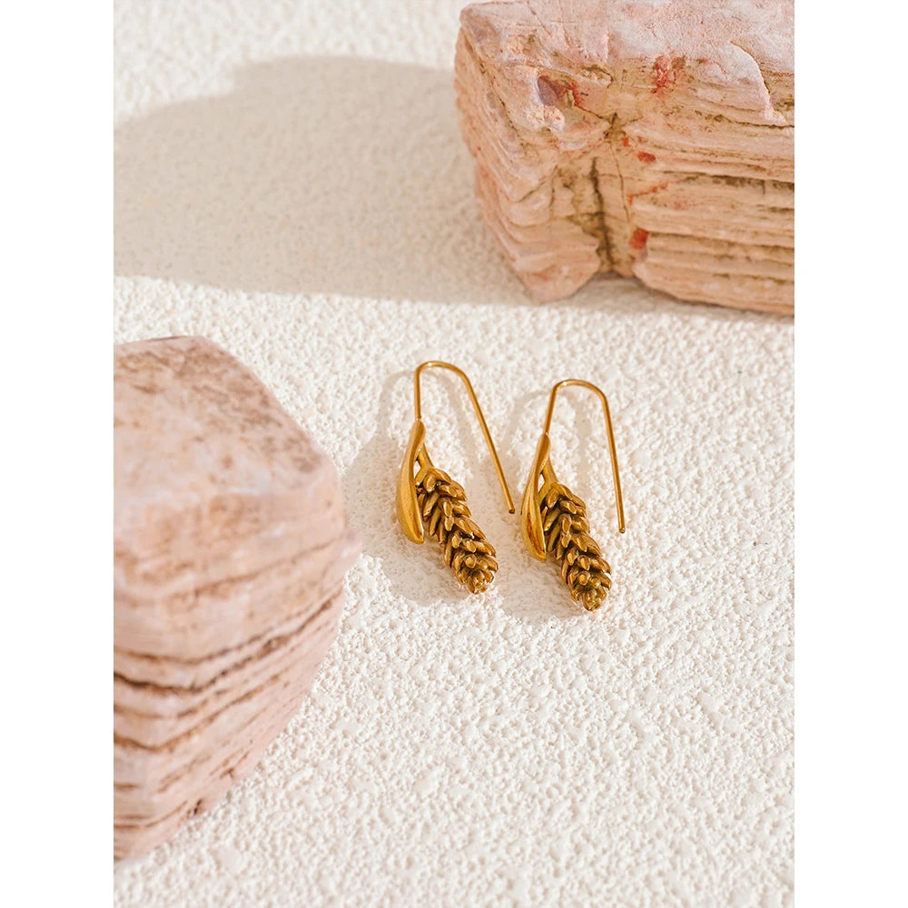 Fashion Gold Wheat Statement Earrings