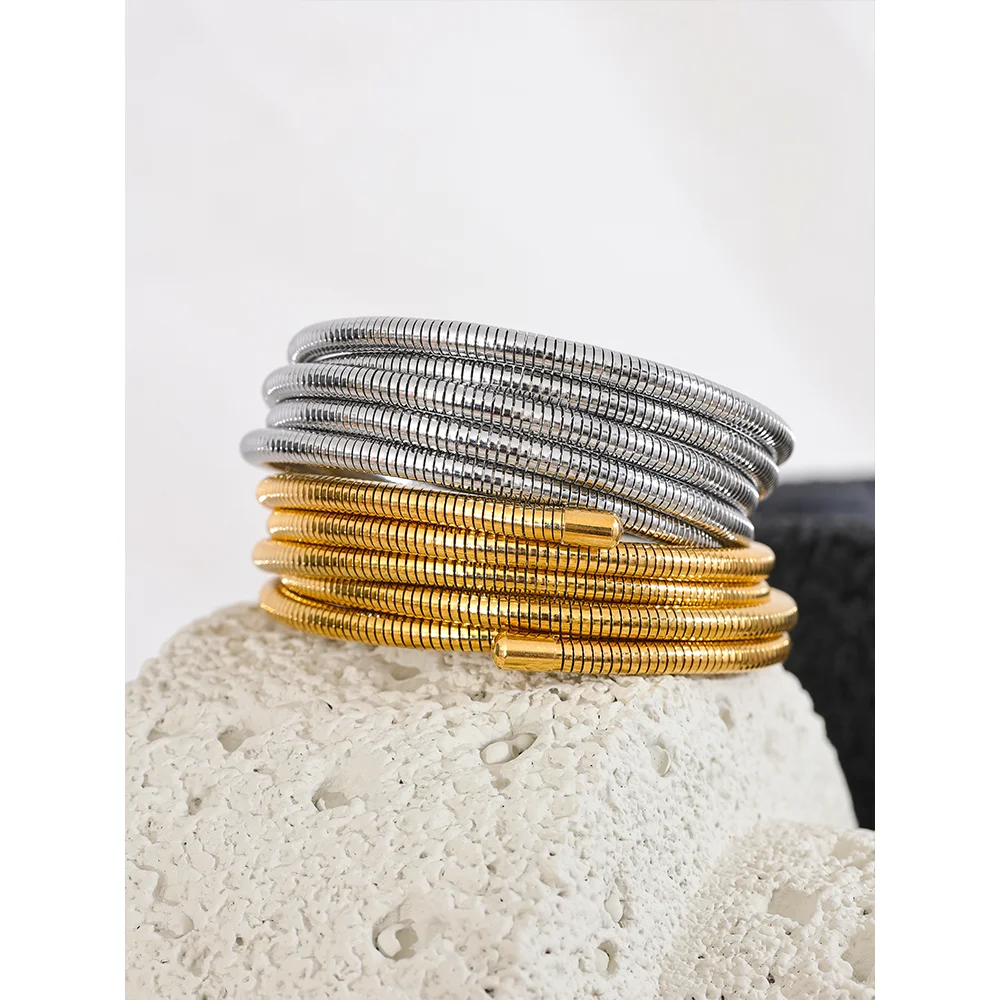 Luxury Gold Stackable Multi-Layer Wrap Arm Bracelet Bangle