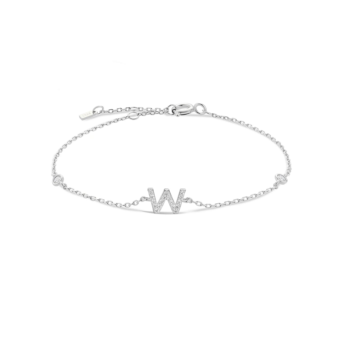 925 Sterling Silver Personalised Initial A - Z Gold Bracelet