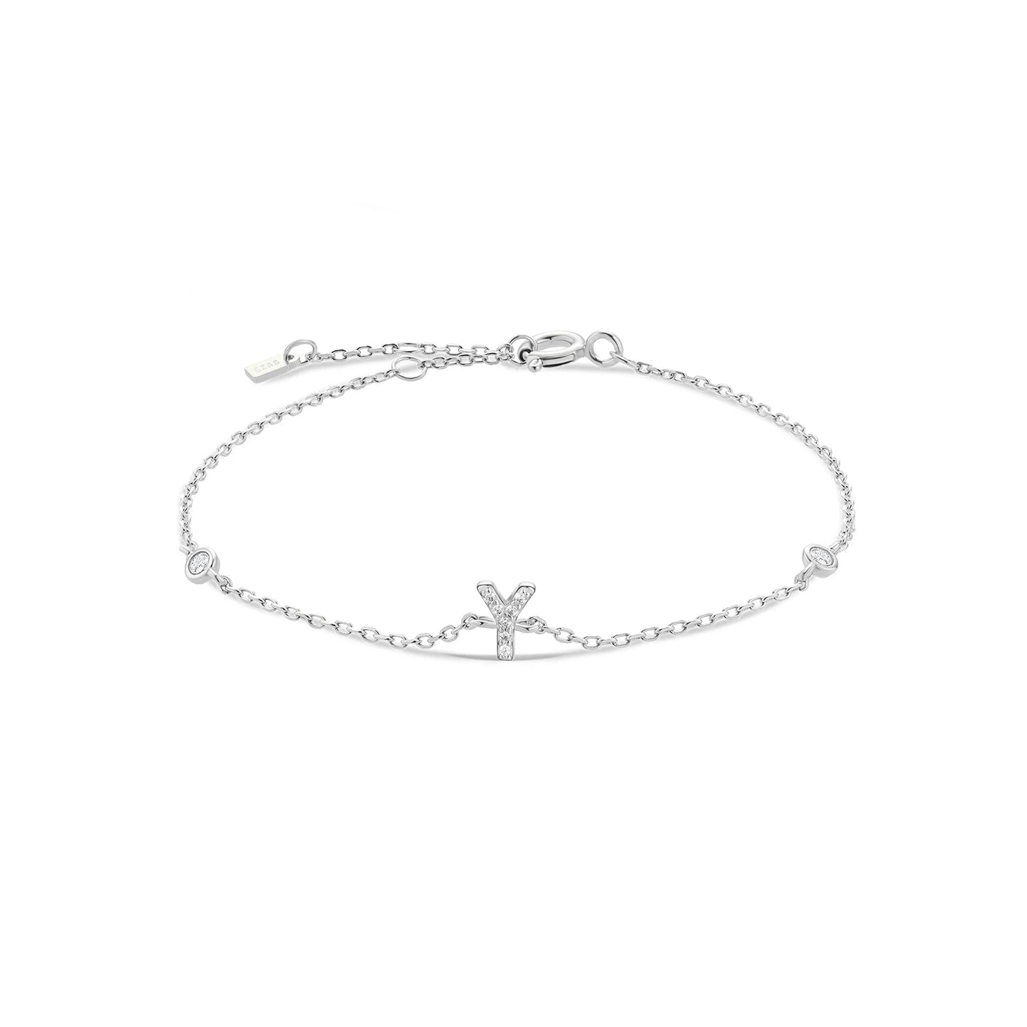 925 Sterling Silver Personalised Initial A - Z Gold Bracelet